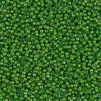Lined Pea Green Luster Miyuki 15/0 seed beads, colour 2240, 8.2g approx.