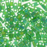 Green AB Matte Quarter Tila Bead, colour 146FR, 5.2g approx.