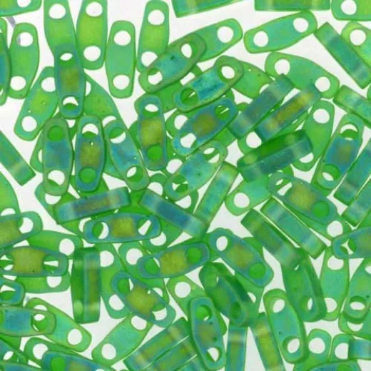 Green AB Matte Quarter Tila Bead, colour 146FR, 5.2g approx. Green AB Matte Quarter Tila Bead, colour 146FR, 5.2g approx.