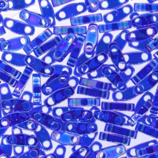Transparent Cobalt AB Quarter Tila Bead, colour 177, 5.2g approx. Transparent Cobalt AB Quarter Tila Bead, colour 177, 5.2g approx.