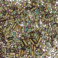 Matte Metallic Khaki Iris Quarter Tila Bead, colour 2035, 5.2g approx.