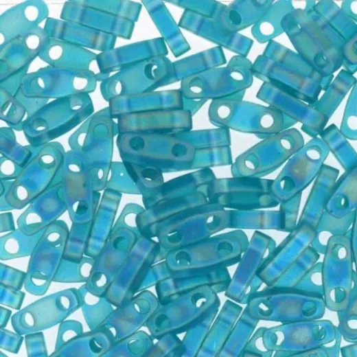Transparent Teal AB Matte Quarter Tila Bead, colour 2405FR, 5.2g approx. Transparent Teal AB Matte Quarter Tila Bead, colour 2405FR, 5.2g approx.