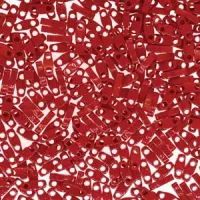 Dark Red Opaque Quarter Tila Bead, colour 0408, 5.2g approx.