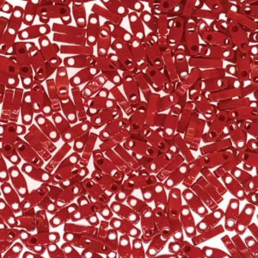 Dark Red Opaque Quarter Tila Bead, colour 0408, 5.2g approx. Dark Red Opaque Quarter Tila Bead, colour 0408, 5.2g approx.