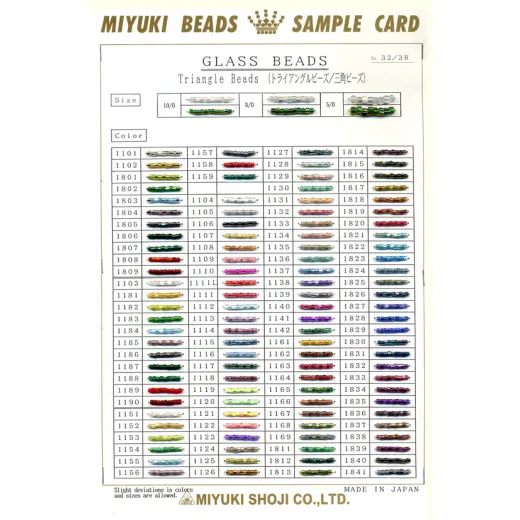 Miyuki Triangle Bead Sample Card, ref' 32/3R