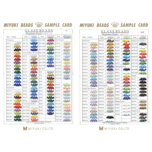 Miyuki Magatama Sample Card - 2 cards, ref 861 & 862