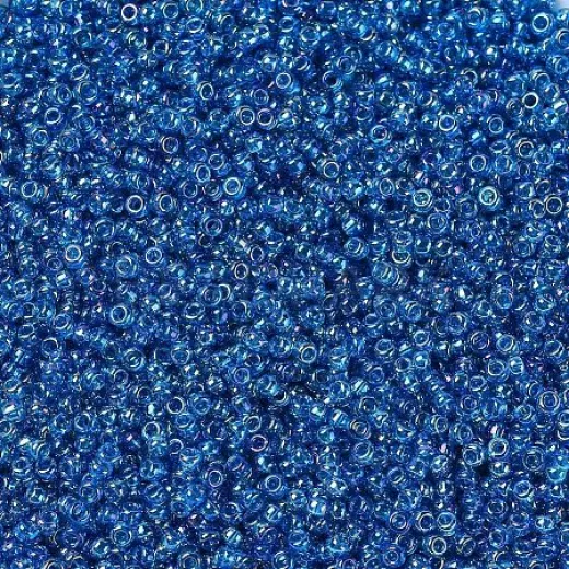 Transparent Capri Blue Miyuki size 15/0 seed beads, colour 0291, 8.2g approx.