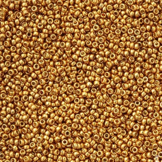 Galvanised Yellow Gold Colour -1053 (0182) Miyuki 15/0 Seed Beads, 8.2gm apprx. Galvanised Yellow Gold Colour -1053 (0182) Miyuki 15/0 Seed Beads, 8.2gm apprx.