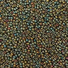Matte Metallic Olive Green Gold Luster Miyuki 8/0 Seed Beads, Colour 2068, 22g a...
