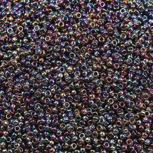 Dark Smoky Amethyst AB Miyuki size 15/0 seed beads, colour 0294, 8.2g approx.