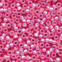 Duracoat Silver Lined Dyed Pink Miyuki size 6/0 Colour 4237, 20g approx.