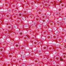 Duracoat Silver Lined Dyed Pink Miyuki size 6/0 Colour 4237, 20g approx.