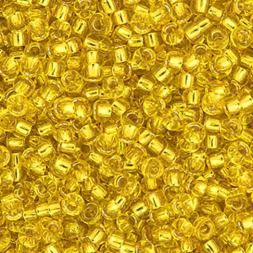 Yellow Silver Lined Miyuki size 6/0 Colour 0006, 20g approx Yellow Silver Lined Miyuki size 6/0 Colour 0006, 20g approx