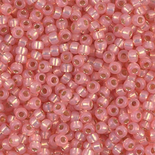 Dyed Salmon Silver Lined Alabaster Miyuki Size 8/0 seed beads, Colour 0642, 250gm Dyed Salmon Silver Lined Alabaster Miyuki Size 8/0 seed beads, Colour 0642, 250gm