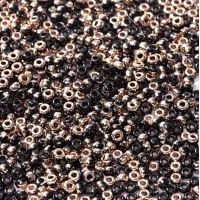 Black Capri Gold Miyuki 8/0 Seed Beads, colour 55034, 22g