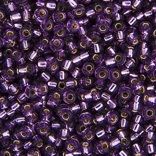 Amethyst Silver Lined Miyuki Size 8/0 seed beads, Colour 24, 22gm Amethyst Silver Lined Miyuki Size 8/0 seed beads, Colour 24, 22gm