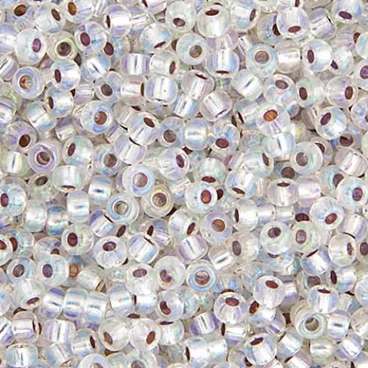 Crystal Silver Lined AB Miyuki Size 8/0 seed beads, Colour 1001, 22gm Crystal Silver Lined AB Miyuki Size 8/0 seed beads, Colour 1001, 22gm