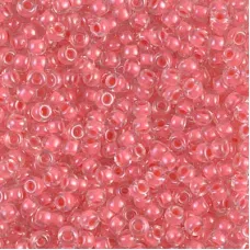 Carnation Pink Lined Crystal Miyuki size 8/0 seed beads, colour 0208, 22g pack