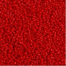 Semi-frosted Opaque Bright Red, dyed, Dyed, Miyuki size 8/0 seed beads, colour 1...
