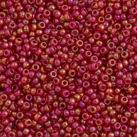 Transparent Dark Red AB Miyuki Size 8/0 seed beads, Colour 254D, 22gm Transparent Dark Red AB Miyuki Size 8/0 seed beads, Colour 254D, 22gm