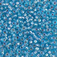 Aqua Silver Lined AB Miyuki 8/0 Seed Beads, 22g, colour 1018
