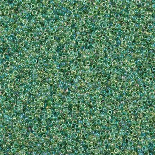 Lime Lined Crystal AB Miyuki Size 8/0 seed beads, Colour 277, 22gm Lime Lined Crystal AB Miyuki Size 8/0 seed beads, Colour 277, 22gm
