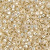 Dyed Cream Silver Lined Alabaster Miyuki size 15/0 seed beads, colour 0577, 8.2g approx.