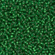 Miyuki Size 6 Seed Beads, Matte Green Silver Lined, Colour 0016F, 20g Approx
