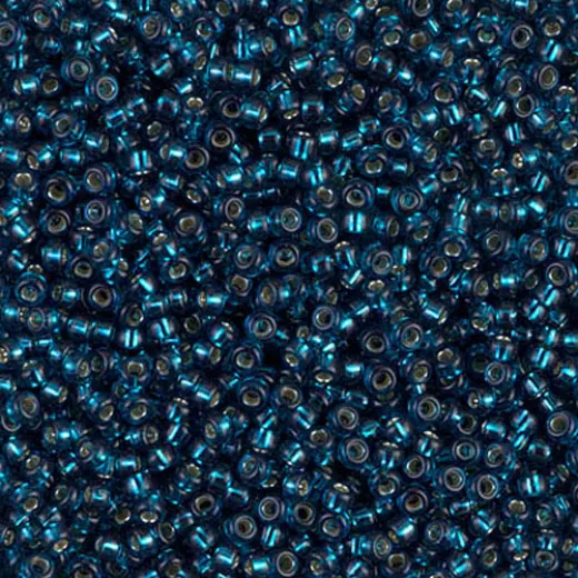 Blue Zircon Silver Lined Dyed, Colour 1425, Miyuki 11/0, 22 Grams Blue Zircon Silver Lined Dyed, Colour 1425, Miyuki 11/0, 22 Grams