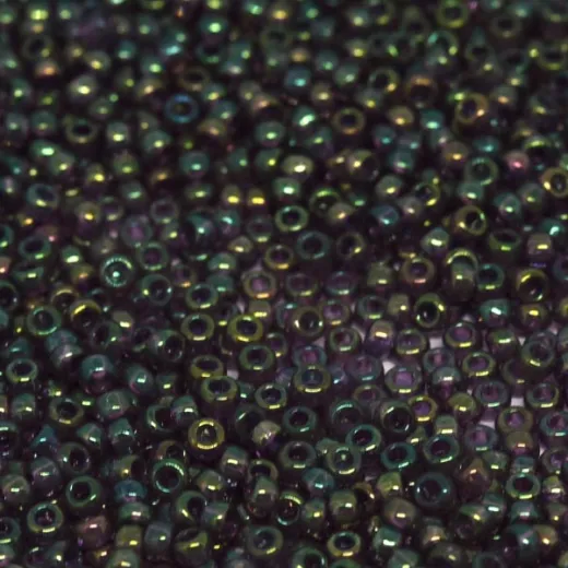 Dark Green Rainbow Glazed Luster, Colour 2446, Miyuki 11/0, 22g approx.