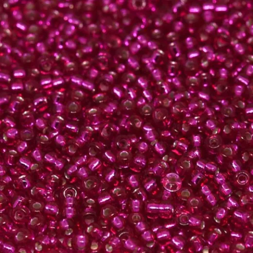 Raspberry Silver Lined Dyed, Colour 1436, Miyuki 11/0, 22g approx. Raspberry Silver Lined Dyed, Colour 1436, Miyuki 11/0, 22g approx.