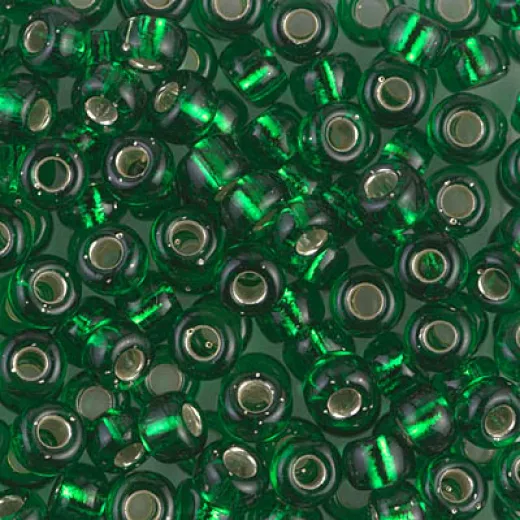 Green Transparent Silver Lined 6/0 Seed Beads, 20g, Colour 0146S Green Transparent Silver Lined 6/0 Seed Beads, 20g, Colour 0146S