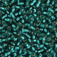 Silver Lined Transparent Teal, Miyuki Size 8/0 seed beads,, Colour 2425, 22gm Silver Lined Transparent Teal, Miyuki Size 8/0 seed beads,, Colour 2425, 22gm
