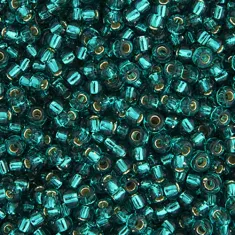 Silver Lined Transparent Teal, Miyuki Size 8/0 seed beads,, Colour 2425, 22gm