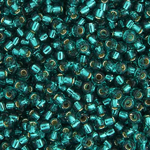 Silver Lined Transparent Teal, Miyuki Size 8/0 seed beads,, Colour 2425, 22gm Silver Lined Transparent Teal, Miyuki Size 8/0 seed beads,, Colour 2425, 22gm