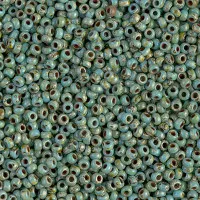Seafoam Green Opaque Picasso Miyuki 15/0 Seed Beads, Colour 4514, 8.2g approx.