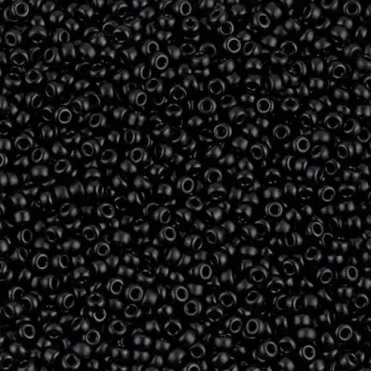 Semi-frosted black Miyuki 11/0 seed beads, Colour 0401SF,  22g approx.