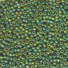 Semi-frosted green AB Miyuki 8/0 seed beads, Colour 0411FR, 22g approx.