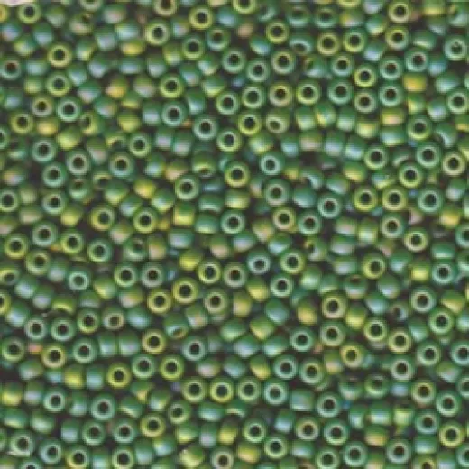 Semi-frosted green AB Miyuki 8/0 seed beads, Colour 0411FR, 250g approx. Semi-frosted green AB Miyuki 8/0 seed beads, Colour 0411FR, 250g approx.