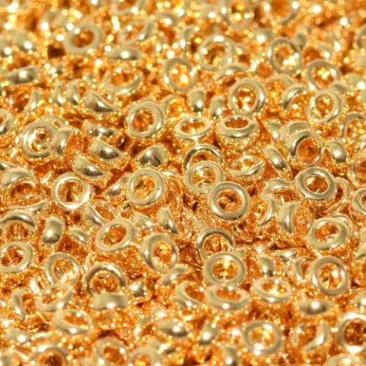 24kt Gold Plated Miyuki 2.2mm Spacer Beads, colour 0191, approx 4.9g 24kt Gold Plated Miyuki 2.2mm Spacer Beads, colour 0191, approx 4.9g