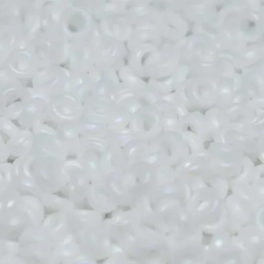 White Opaque AB Matte Miyuki 2.2mm Spacer Beads, colour 0402FR, approx 4.9g White Opaque AB Matte Miyuki 2.2mm Spacer Beads, colour 0402FR, approx 4.9g