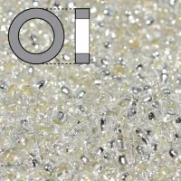 Crystal Silver Lined Miyuki 2.2mm Spacer Beads, colour 0001, approx 4.9g