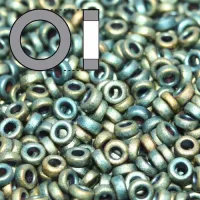 Matted Metallic Patina Iris Miyuki 2.2mm Spacer Beads, colour 2008, approx 4.9g