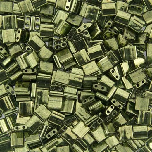 Tila Beads Olive Green Gold Transparent 5.2gm pack - 0306 Tila Beads Olive Green Gold Transparent 5.2gm pack - 0306