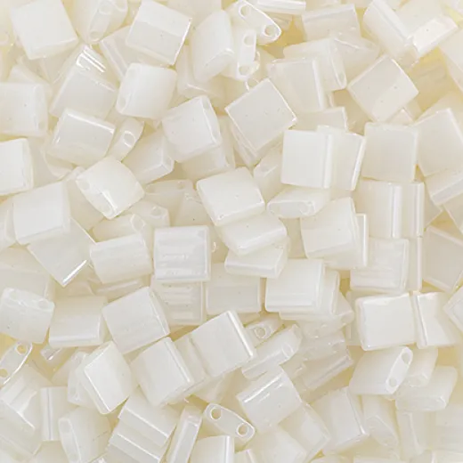 White Opaque Glazed, Miyuki Tila Beads, Colour 0512, 50g White Opaque Glazed, Miyuki Tila Beads, Colour 0512, 50g