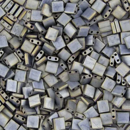 Tila Beads Silver Grey Opaque Iris Metallic Matte 5.2gm pack - 2002 Tila Beads Silver Grey Opaque Iris Metallic Matte 5.2gm pack - 2002