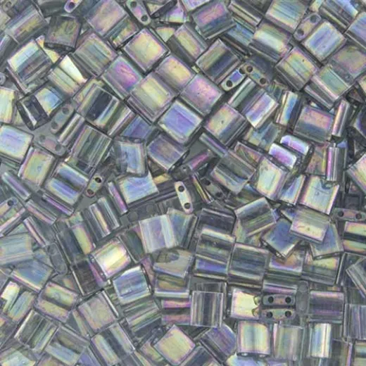 Tila Beads Dark Grey Transparent Rainbow Luster 5.2gm pack - 2440D Tila Beads Dark Grey Transparent Rainbow Luster 5.2gm pack - 2440D
