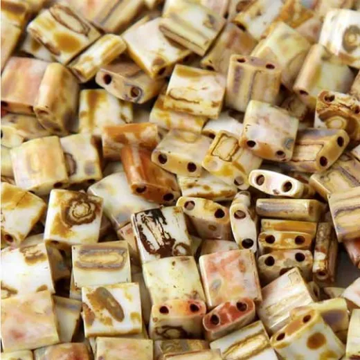 Tila Beads White Walnut Picasso Opaque 5.2gm pack - 4512 Tila Beads White Walnut Picasso Opaque 5.2gm pack - 4512