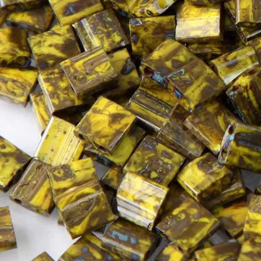 Tila Beads Brown Yellow Picasso Opaque 5.2gm pack - 4519 Tila Beads Brown Yellow Picasso Opaque 5.2gm pack - 4519