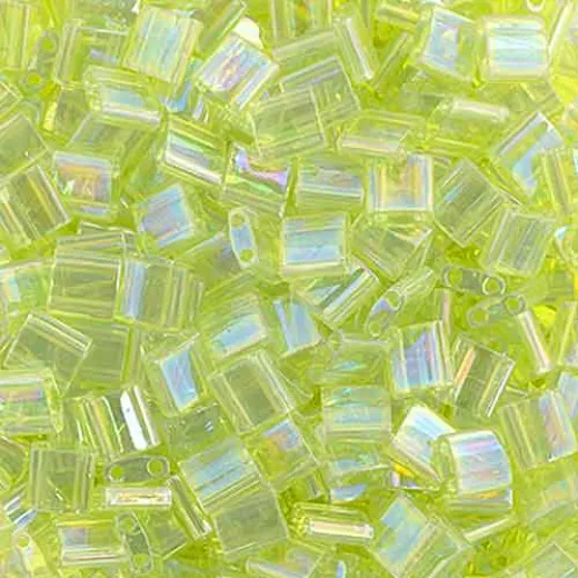 Chartreuse Transparent AB Colour 0258 Miyuki Tila Bead, 5.2g approx. Chartreuse Transparent AB Colour 0258 Miyuki Tila Bead, 5.2g approx.